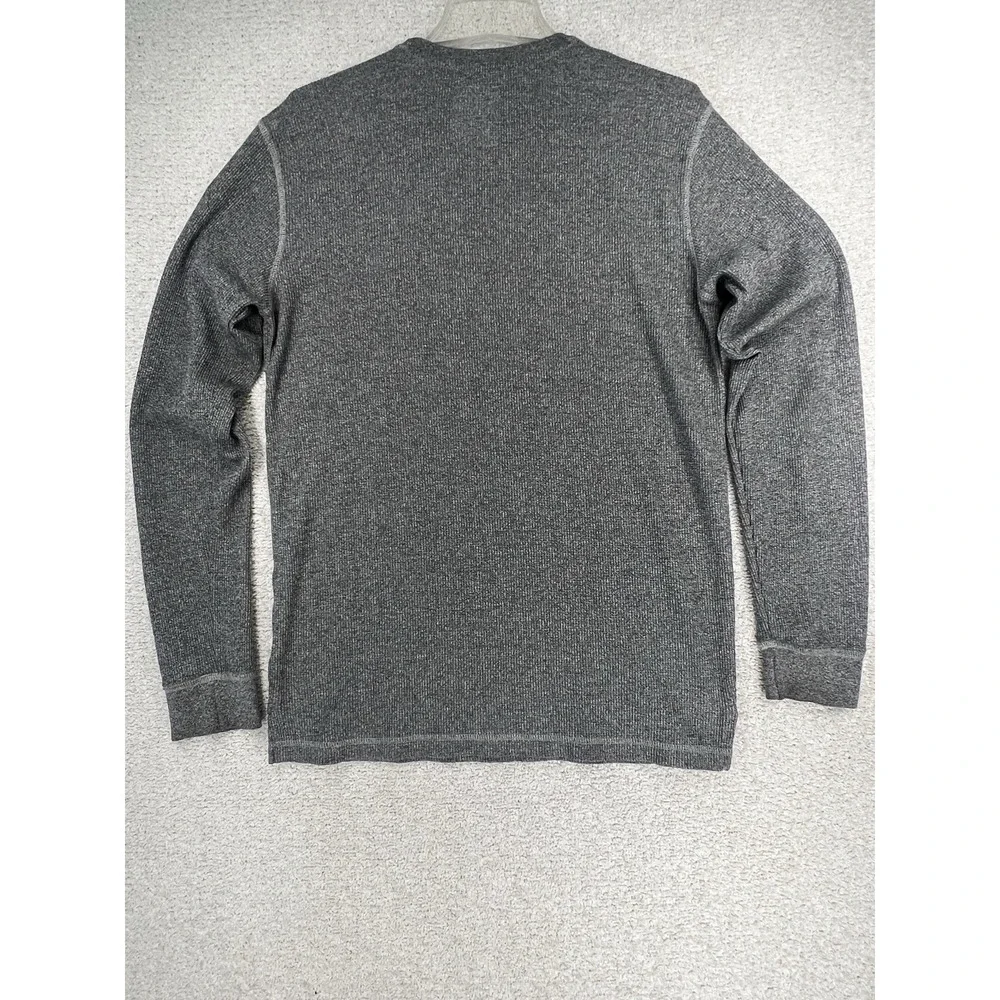 Ecko Unltd Shirt Mens L Waffle Knit Rhino Logo Gray Long Sleeve Thermal Y2K EUC